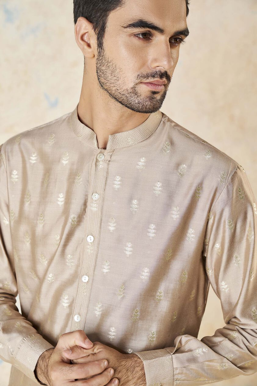 Faizan Silk Kurta - Hazelnut, Hazelnut, image 5