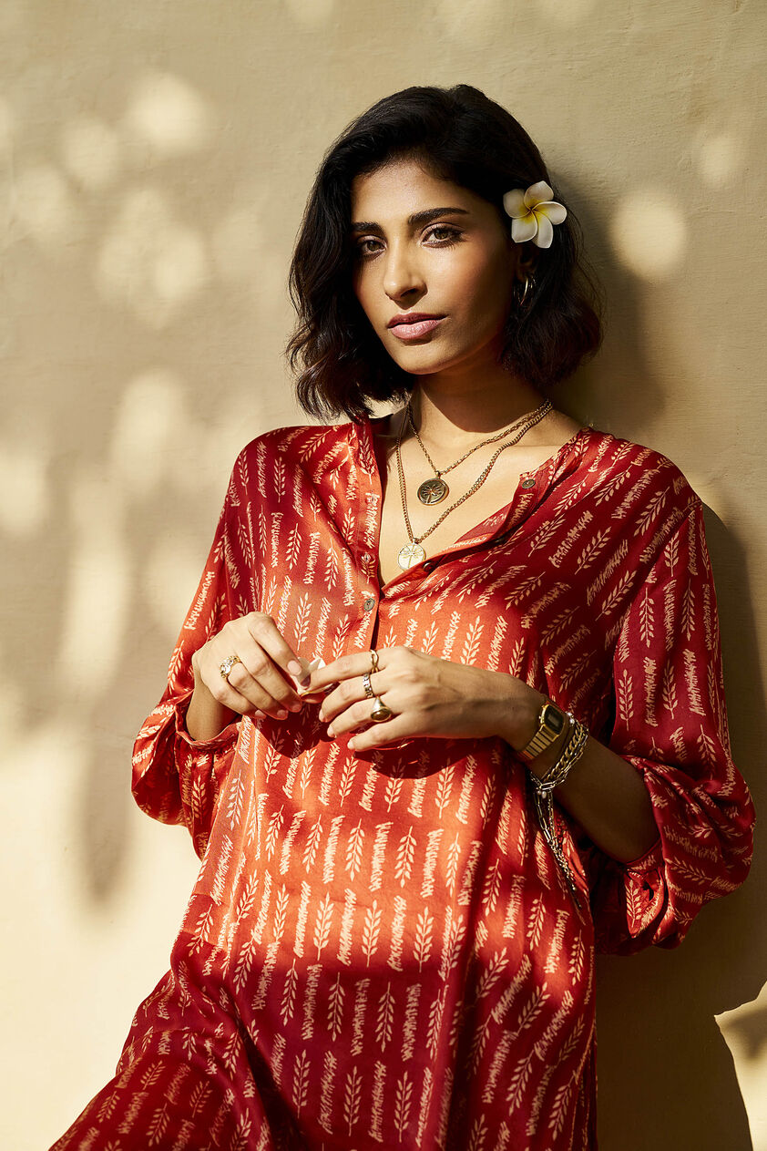 Siesta Hand-block Printed Coord - Rust, Rust, image 5