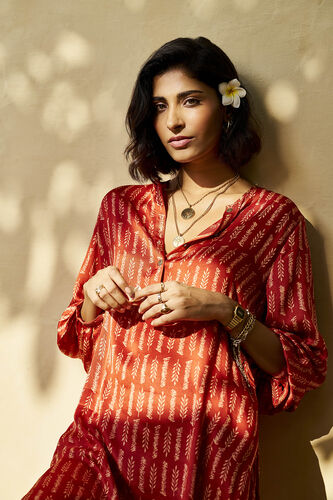 Siesta Hand-block Printed Coord - Rust, Rust, image 5