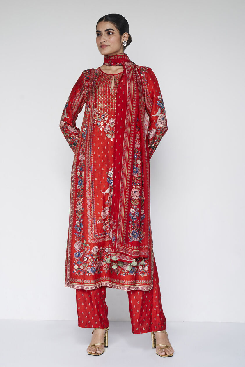 Elnaz Embroidered Suit Set - Red, Red, image 1