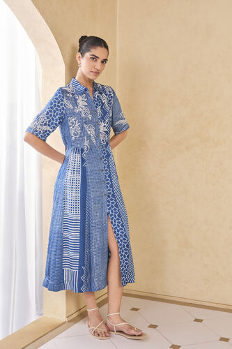 Talivere Handcrafted Dabu Dress - Blue, Blue, image 4