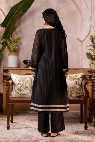 Androwe Handwoven Maheshwari Kurta Set - Black, Black, image 2