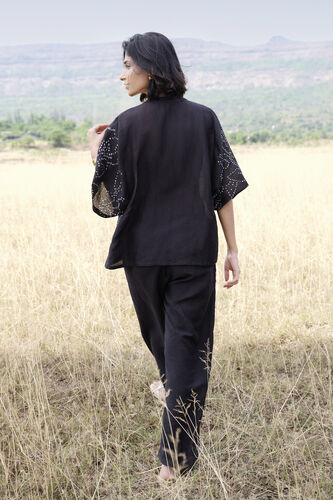 Moorland Handcrafted Bandhani Linen Co-ord - Black, Black, image 2