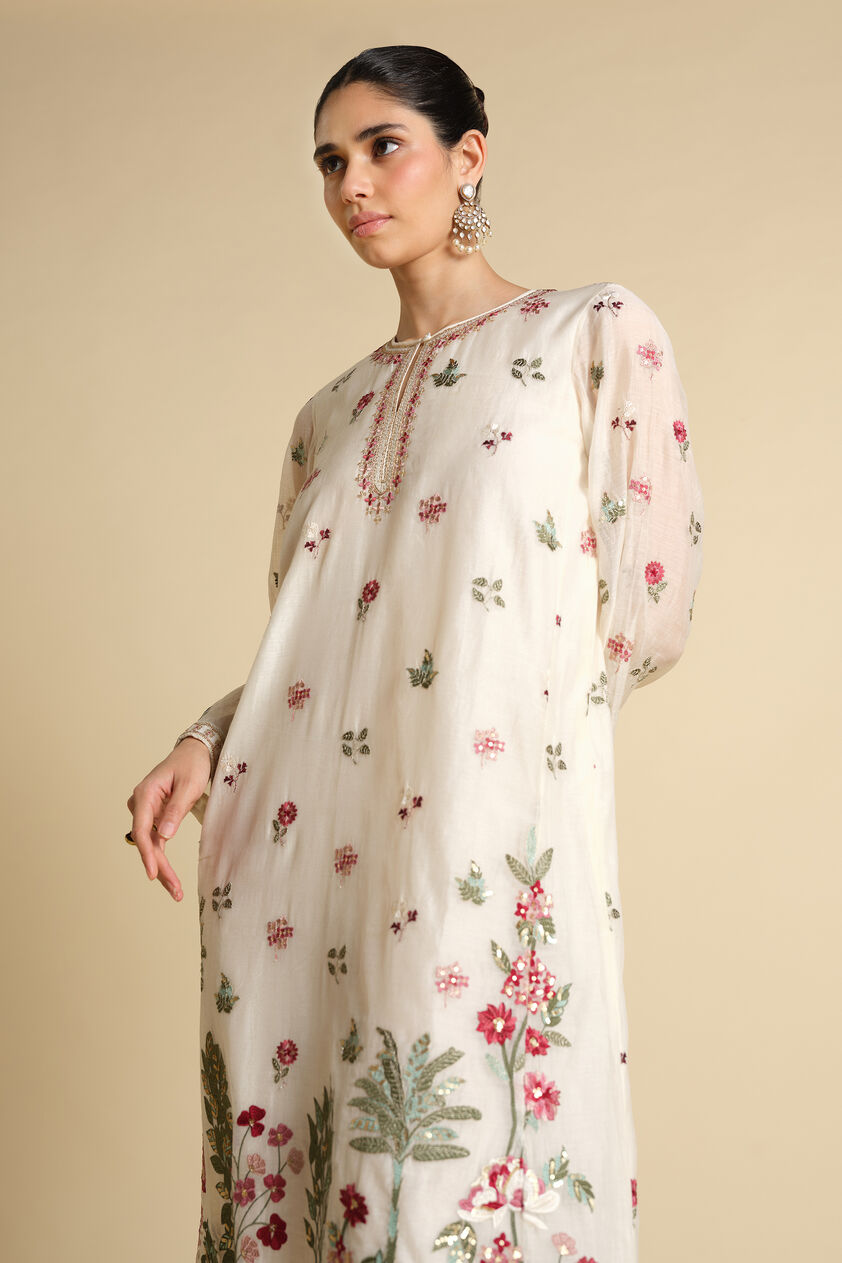 Marzun Embroidered Mul Kaftan - Ivory, Ivory, image 4