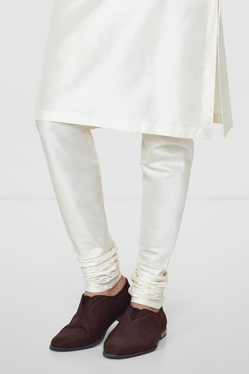 Cream Silk Churidar, Cream, image 2