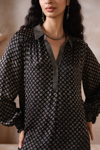 Myrsky Ajrakh Hand-block Printed Dress - Black, Black, image 5