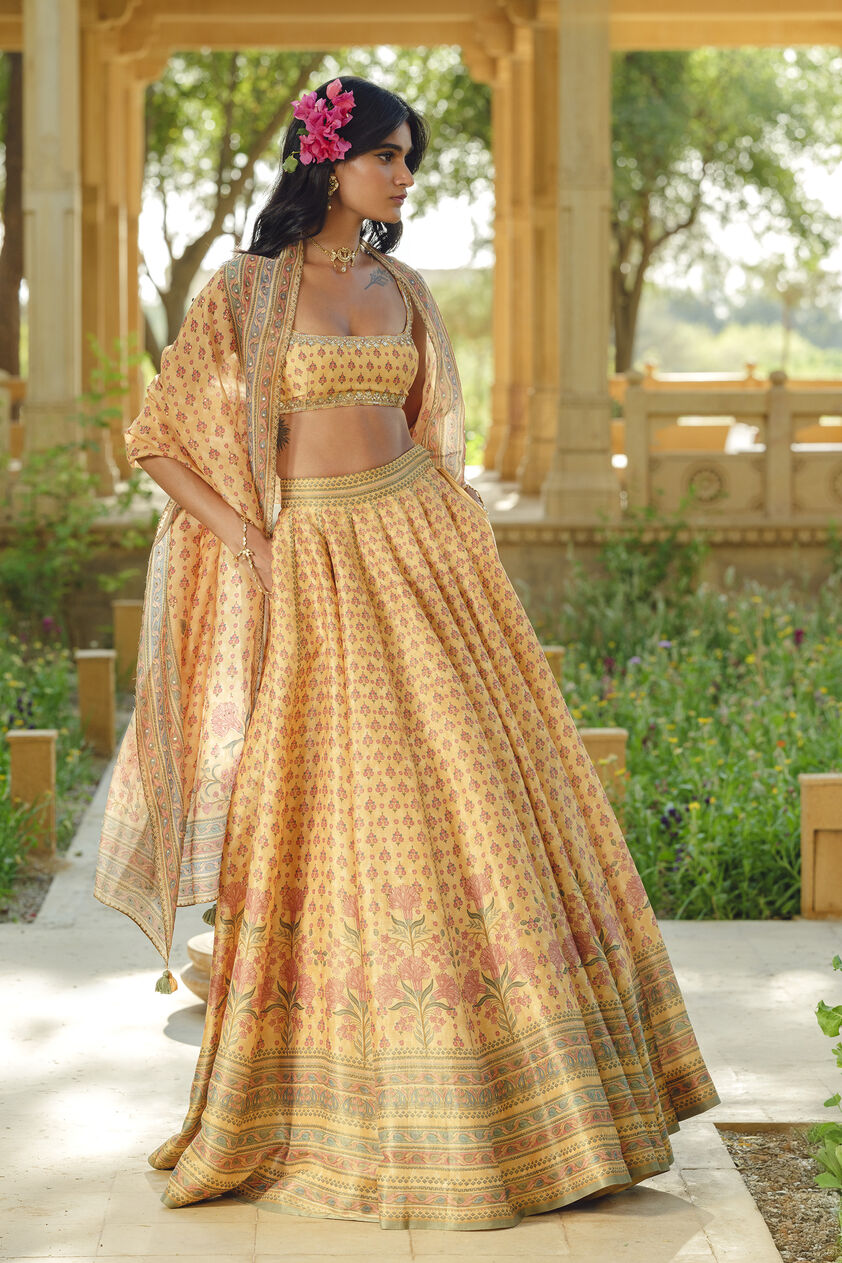 Damaris Lehenga Set - Mustard, Mustard, image 1