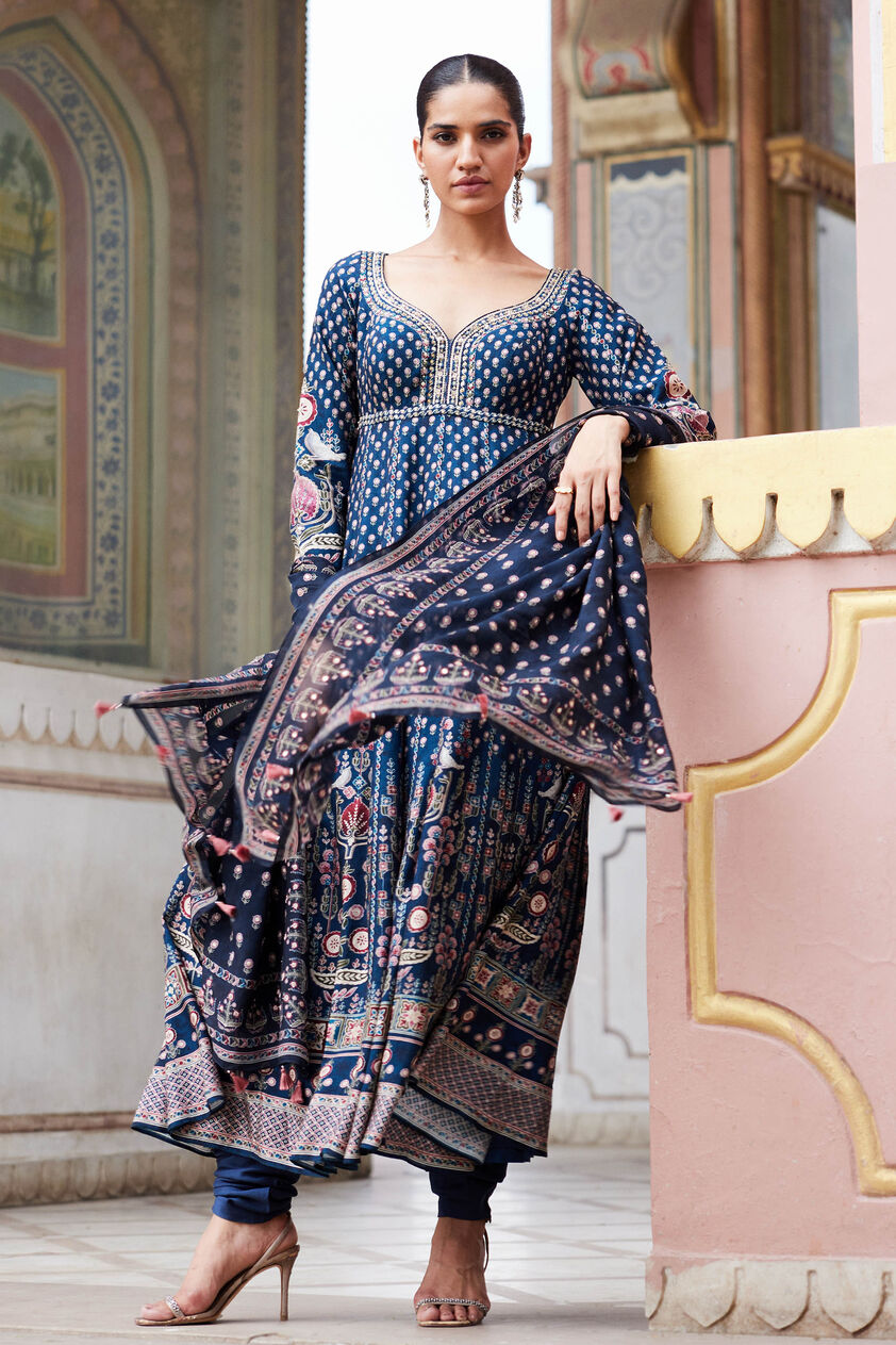 Naima Anarkali Set - Blue, Blue, image 1