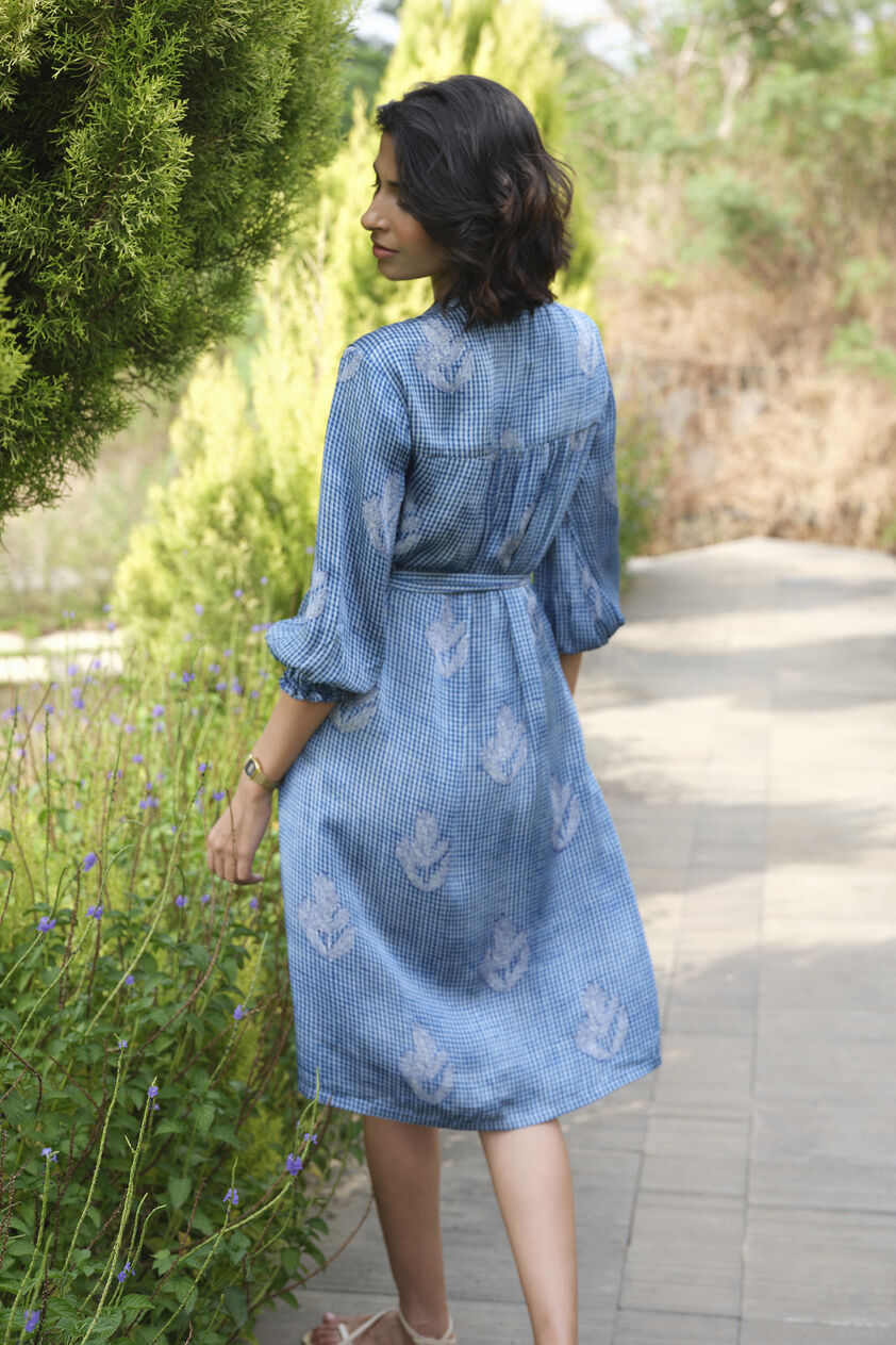 Flume Hand-block Printed Dress - Indigo, Indigo, image 2