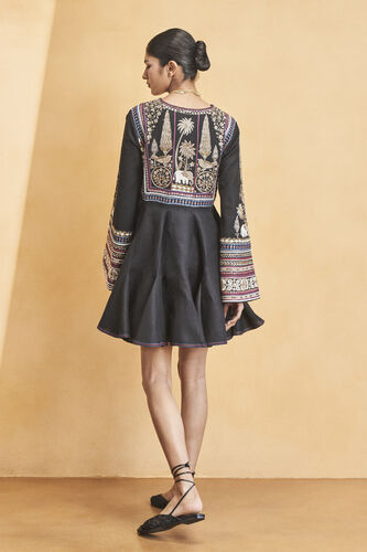 From The Wilderness Embroidered Zardozi Silk Dress - Black, Black, image 2
