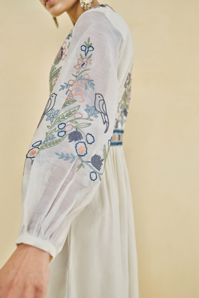 Balsam Hand-embroidered SEWA Mul Suit Set - Natural, Natural, image 7