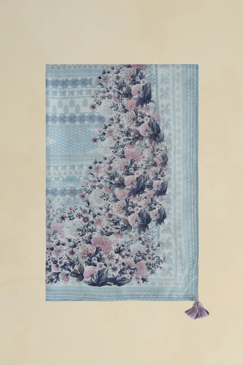 Damson Silk Stole - Blue, Blue, image 1