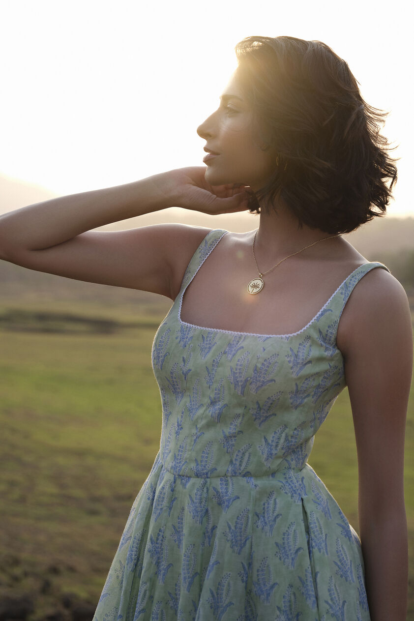 Seara Hand-block Printed Mul Dress - Sage, Sage, image 3