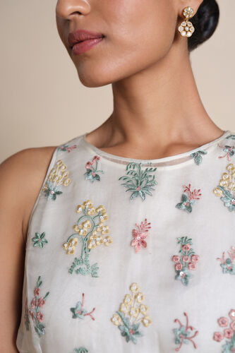Sequoia Embroidered Silk Jacket Set - Ivory, Ivory, image 9