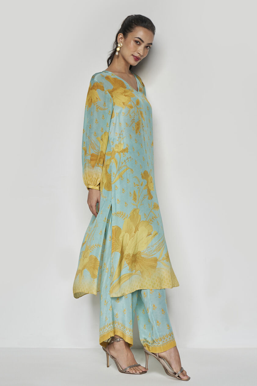 Sama Kurta Set - Aqua, Aqua, image 3