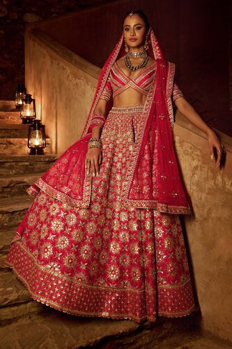 Omera Lehenga-Red, Red, image 1