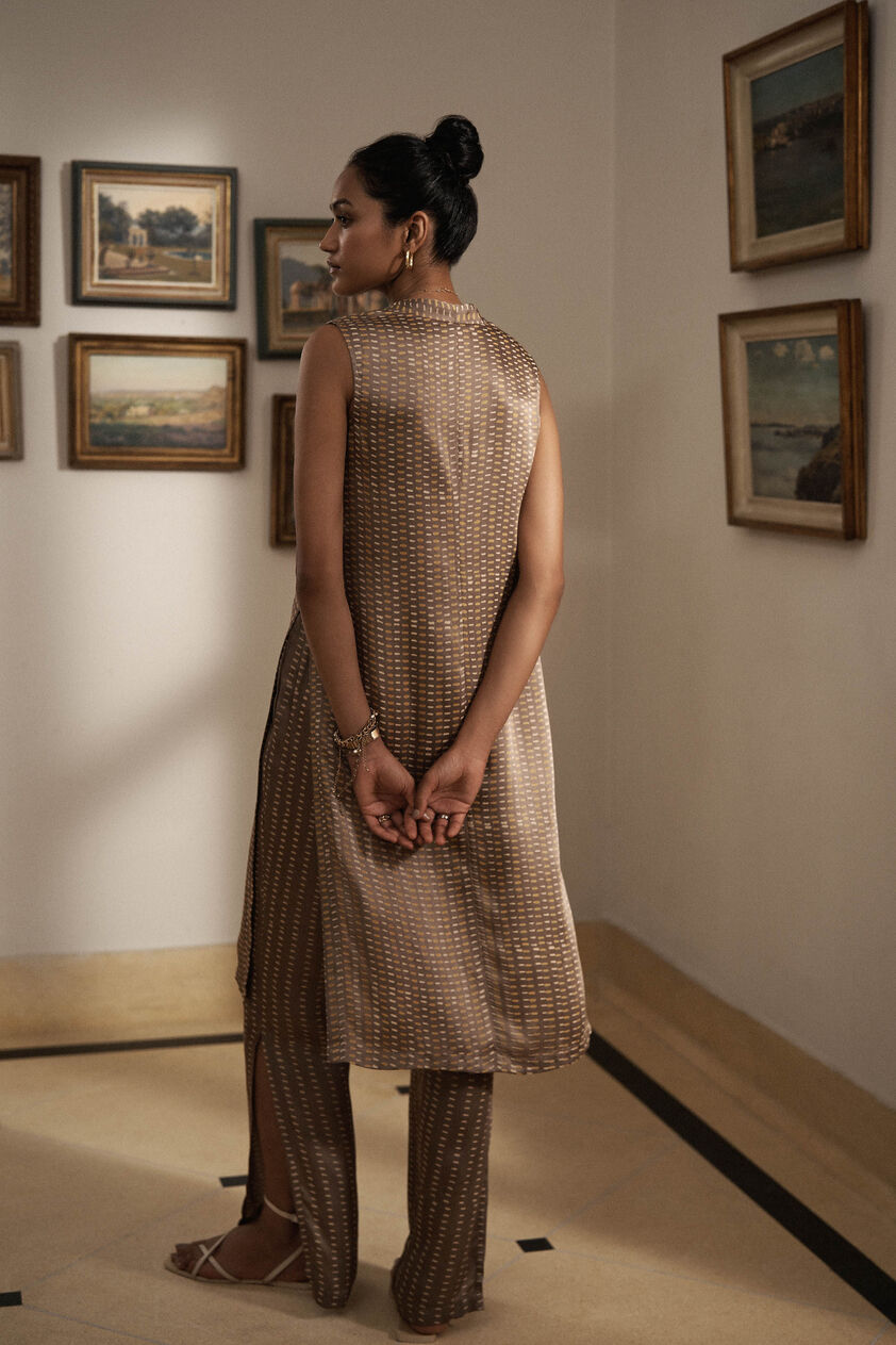 Laze Hand-block Printed Coord - Brown, Brown, image 2