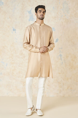 Sazil Silk Kurta - Peach, Peach, image 1