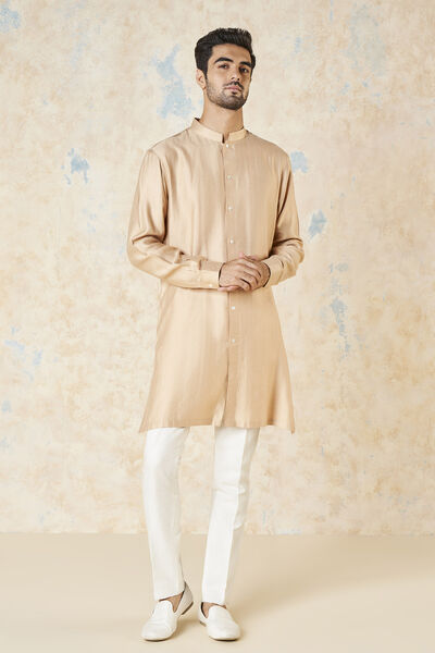Sazil Silk Kurta - Peach
