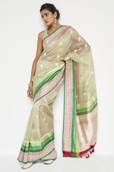 Gauhar Benarasi Saree - Sage