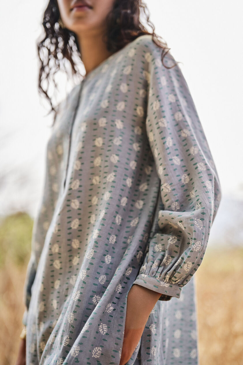 Inland Hand-block Printed Linen Coord - Blue, Blue, image 5