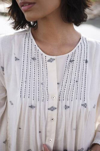 Highland Handwoven Jamdani Dress - Ivory, Ivory, image 4