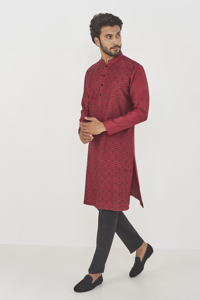 Gulzar Kurta- Maroon, Maroon, image 2