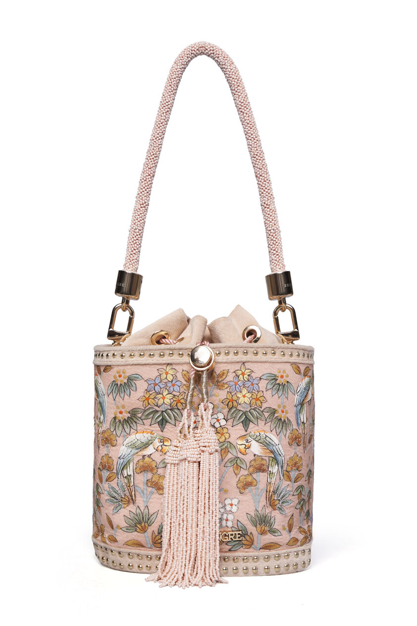Pichhwai Bucket Bag - Flamingo Pink, Blush, image 6