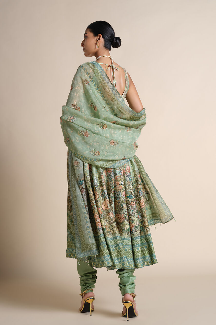 Avolnea Silk Anarkali Set - Sage, Sage, image 2