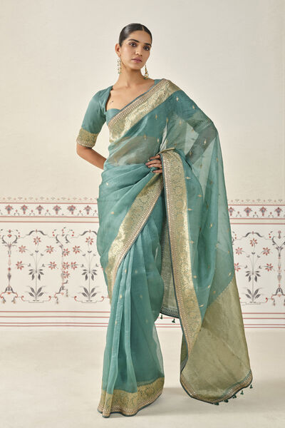 Indraja Handwoven Benarasi Silk Saree - Green