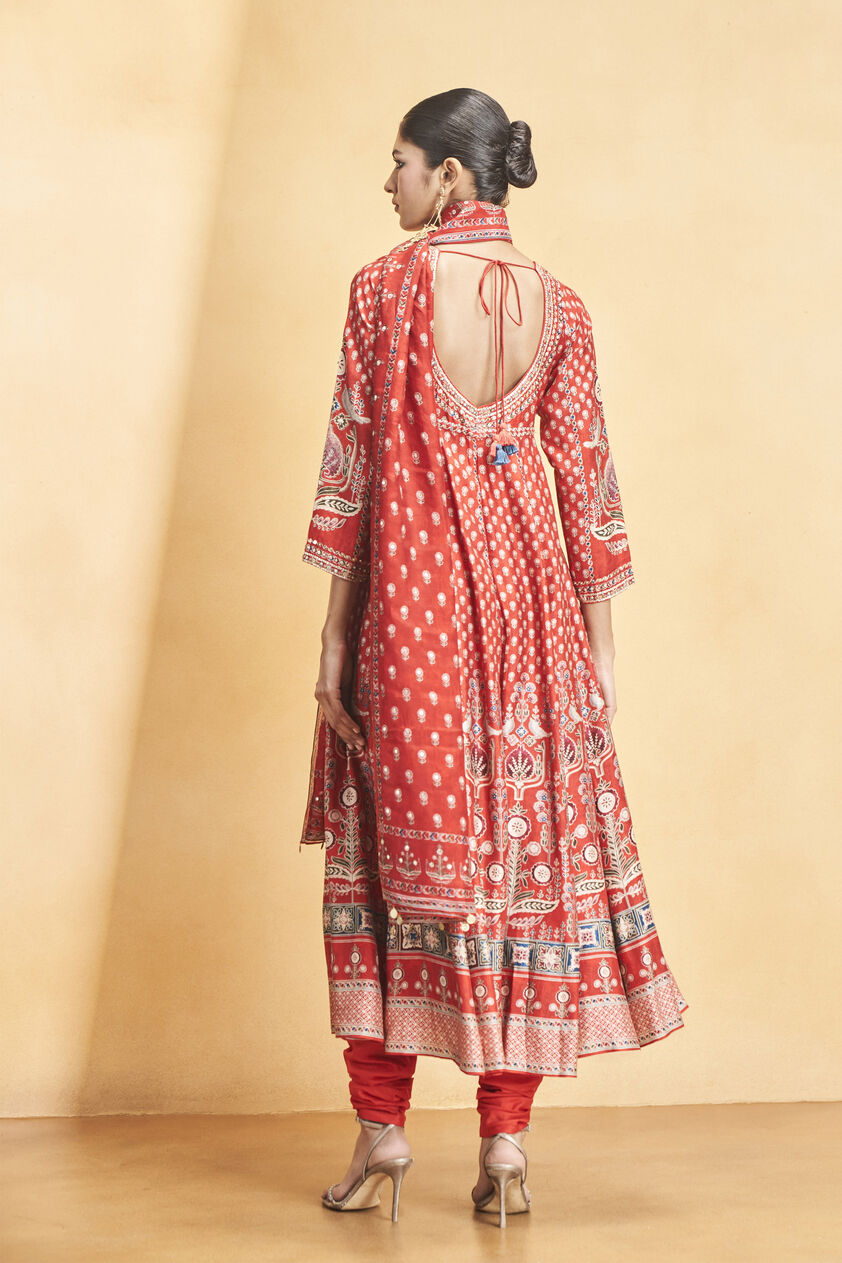 Naima Anarkali Set - Red, Red, image 2