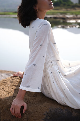 Highland Handwoven Jamdani Dress - Ivory, Ivory, image 9