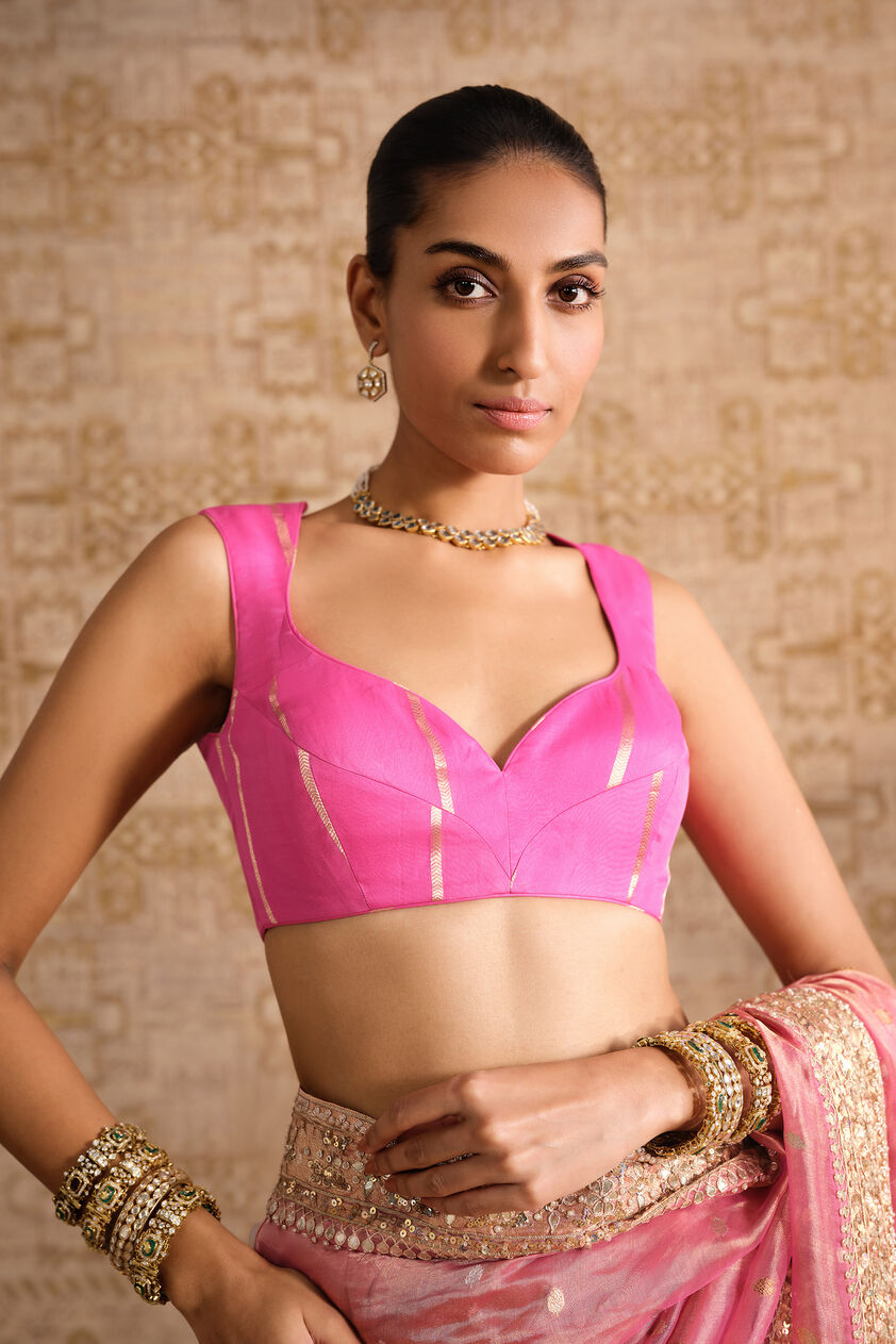 Anvaya Handwoven Benarasi Silk Saree - Blush, Blush, image 5