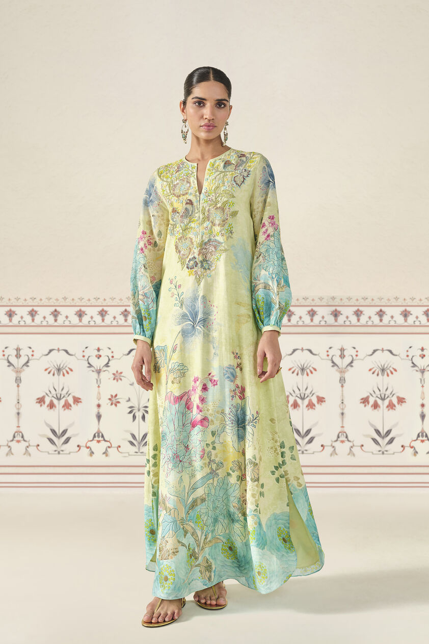 Emmylou Sequin Kaftan - Lime, Yellow, image 1