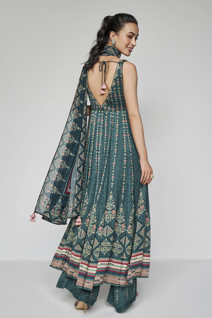 Demilune Anarkali Set - Green, Green, image 3