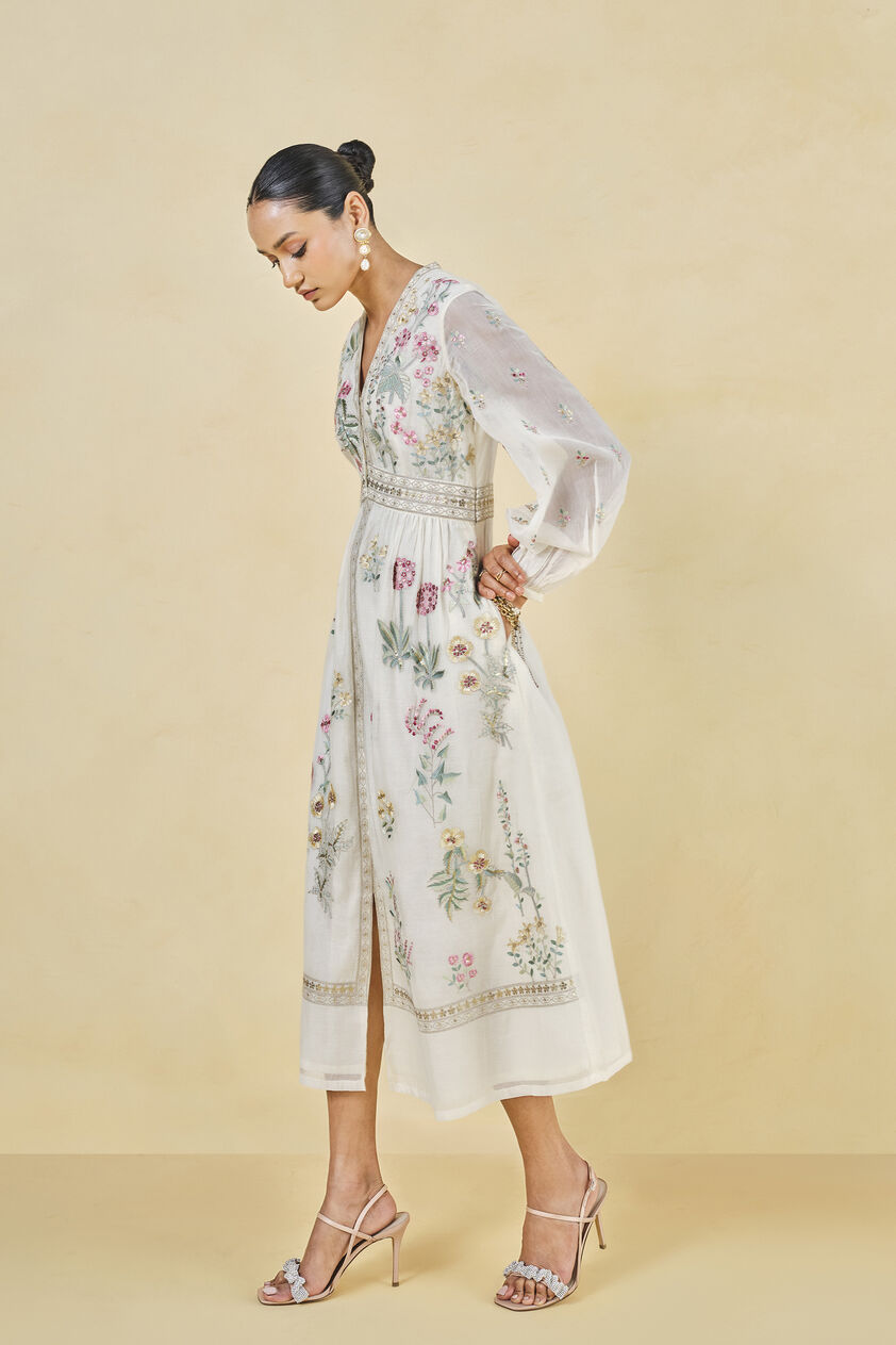 Rhapsody Embroidered Mul Dress - Natural, Natural, image 2