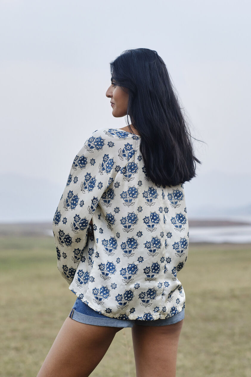 Bloom Drawstring Top - Ecru, Ecru, image 3