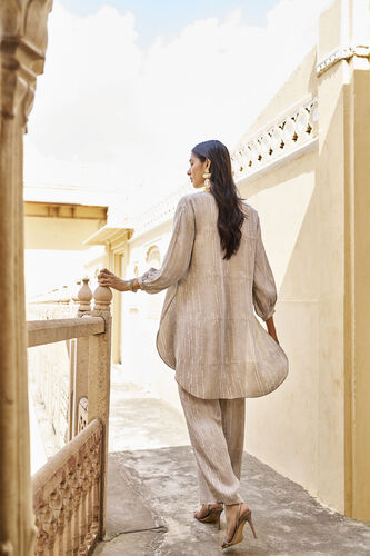 Drift Hand-block Printed Gold Khadi Coord - Grey, Grey, image 2