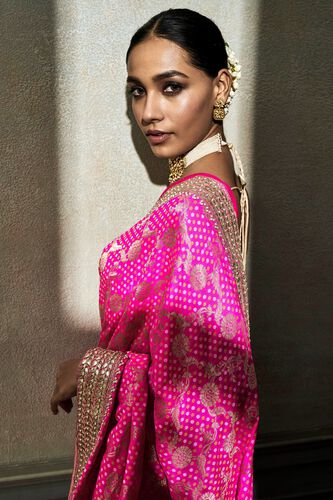 5 - Panya Benarasi Saree – Hot Pink, image 5