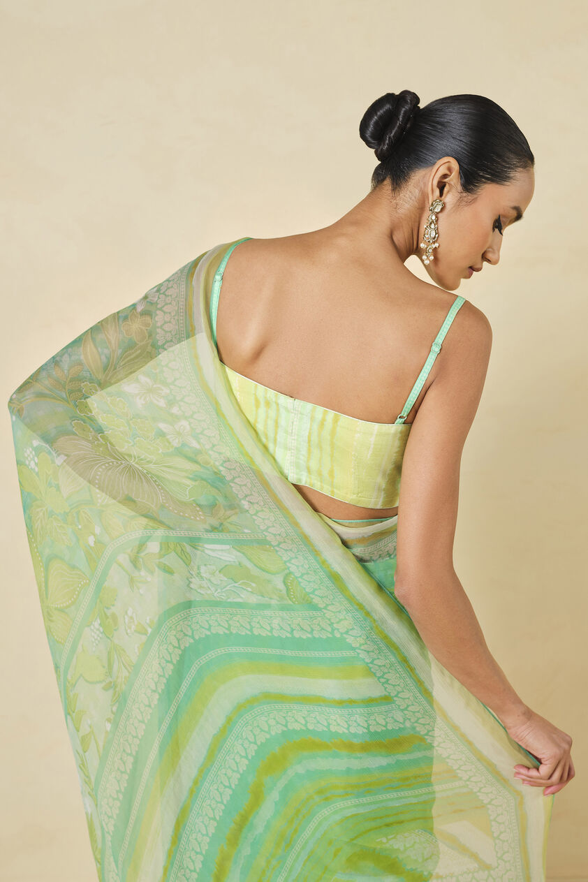 Oreka Chiffon Saree - Lime, Lime, image 5