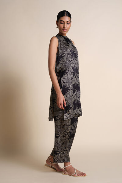 Akos Hand-block Printed Ajrakh Co-ord - Black