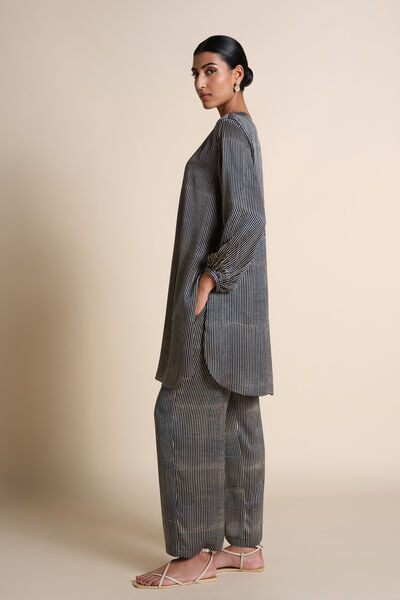 Gwylan Hand-block Printed Co-ord - Grey