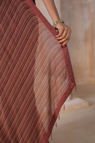 Onerva Chiffon Saree - Pink, Onion Pink, image 5