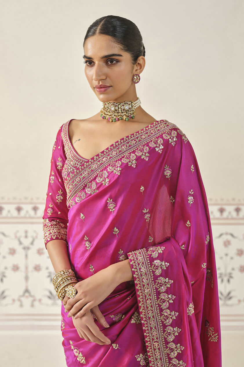Debasmita Embroidered Saree - Pink, Purple, image 4