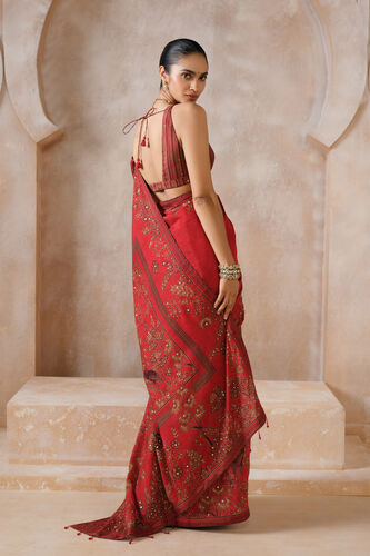 Anaiza Sequin Chiffon Saree - Red, Red, image 2