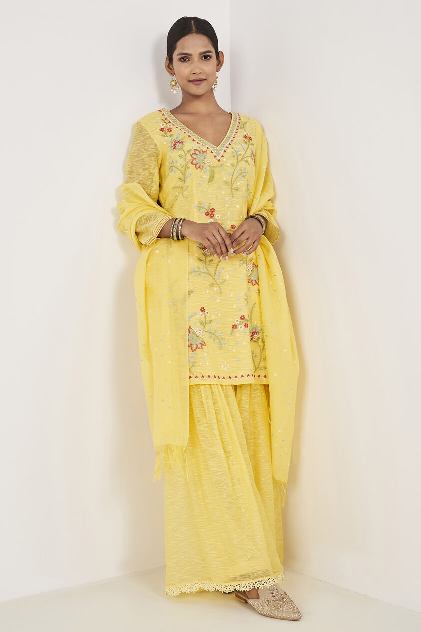 Nirup Gharara Set- Yellow, Yellow, image 4