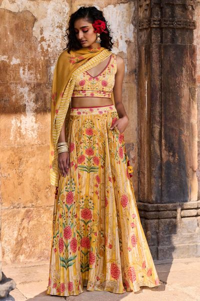 Silene Lehenga Set - Yellow
