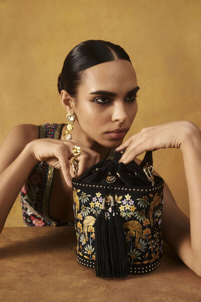 Pichhwai Bucket Bag - Nightingale Black