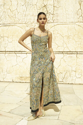 Firefly Fleet Embroidered Zardozi Silk Dress - Black, Black, image 3