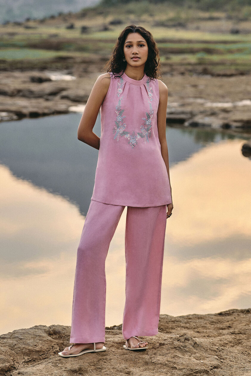 Birding Embroidered Hemp Coord - Blush, Blush, image 1